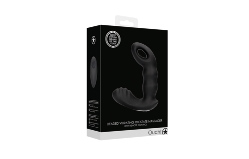Beaded Vibrating Prostate Massager with Remote Control - Black
