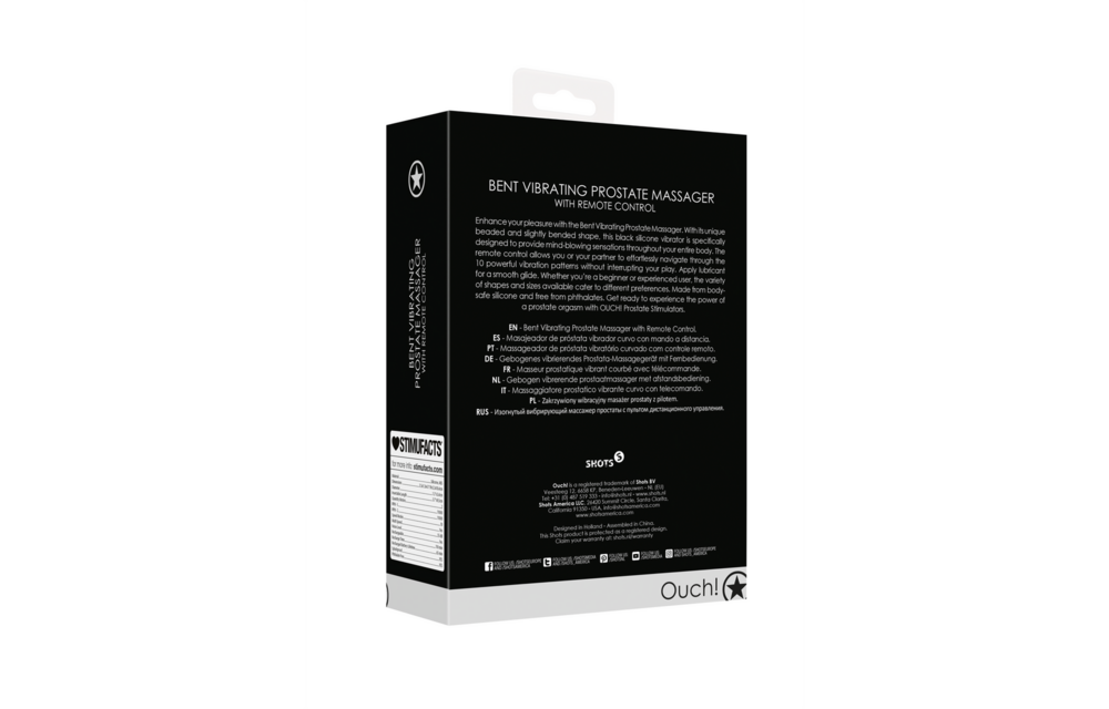 Gebogener vibrierender Prostatamassager Schwarz | 10 Muster