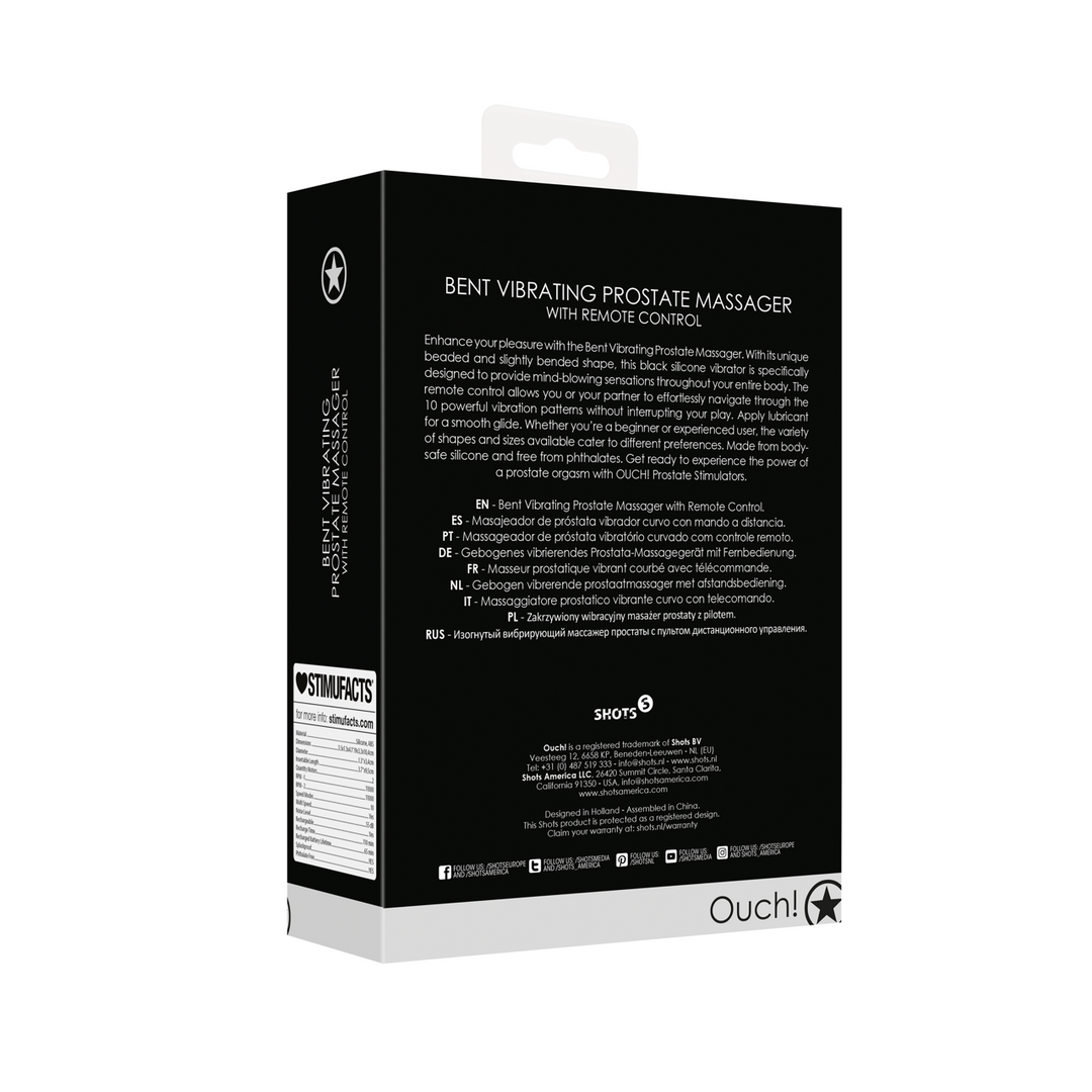 Gebogener vibrierender Prostatamassager Schwarz | 10 Muster