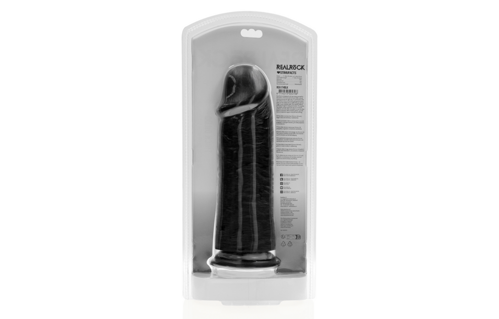 Extra Thick Straight Without Balls 25.4 cm Black RealRock Dildo