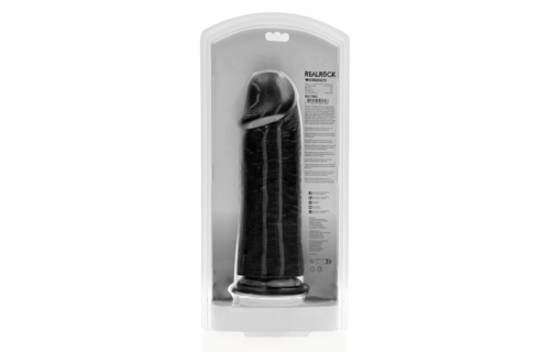 Extra dick, gerade, ohne Hoden, 25,4 cm, schwarzer RealRock-Dildo