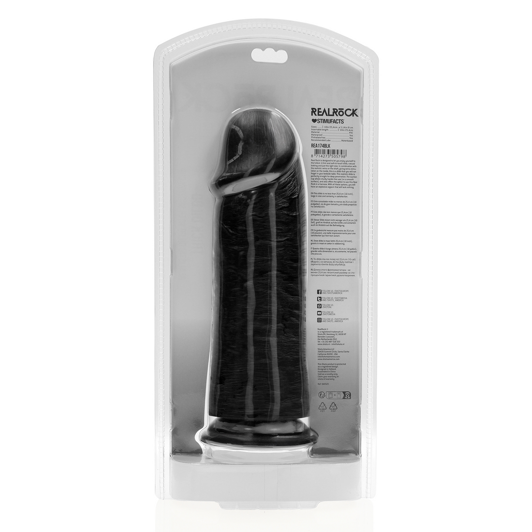 Extra Dik Recht Zonder Ballen 25,4 cm Zwarte RealRock Dildo