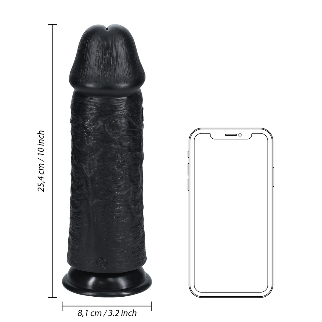 Extra dick, gerade, ohne Hoden, 25,4 cm, schwarzer RealRock-Dildo
