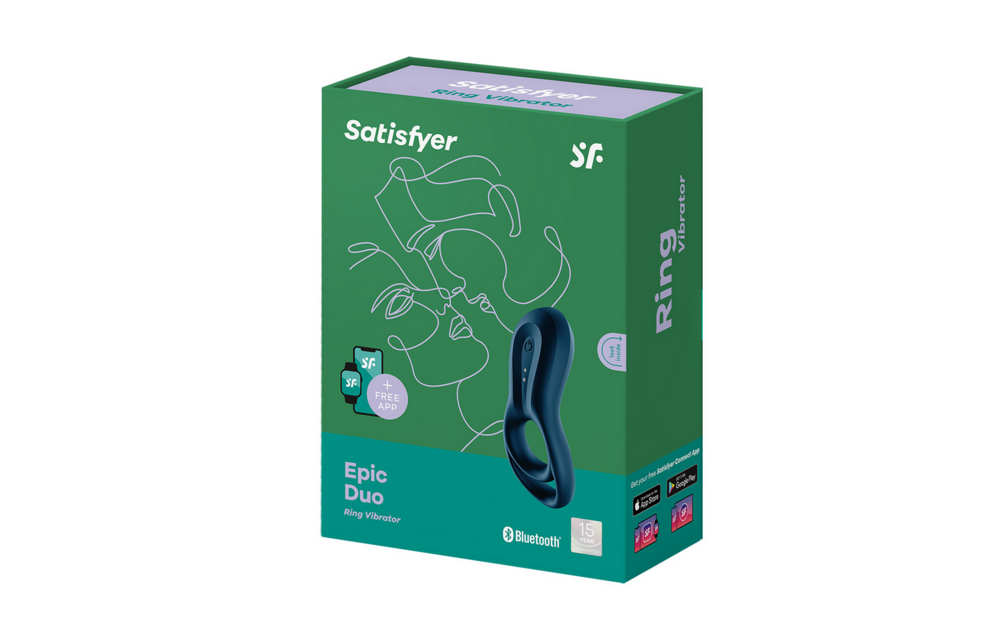 Epic Duo Ring - Double Ring Vibrating Cockring - Dark Blue