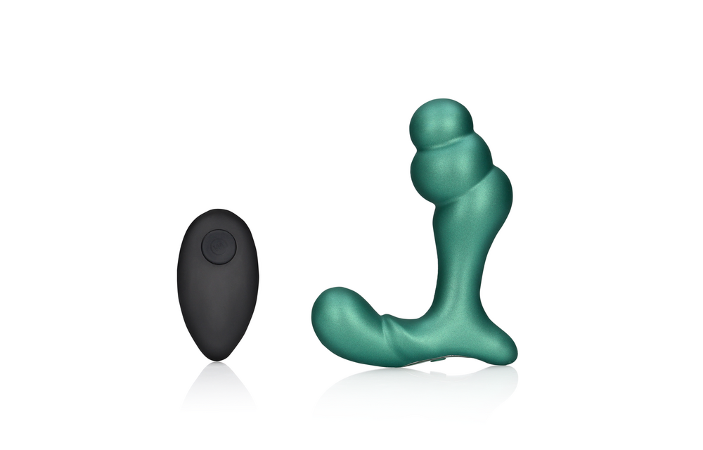 Stacked Vibrating Prostate Massager with Remote Control - Metallic Green