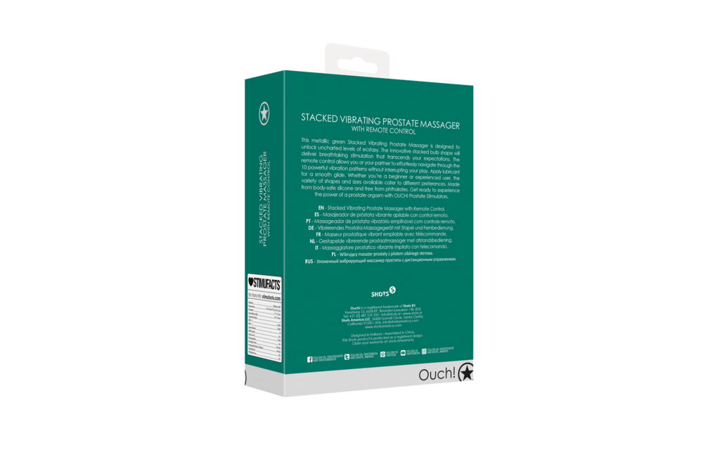 Gestapelde Vibrerende Prostaatmassager met Afstandsbediening - Metallic Groen