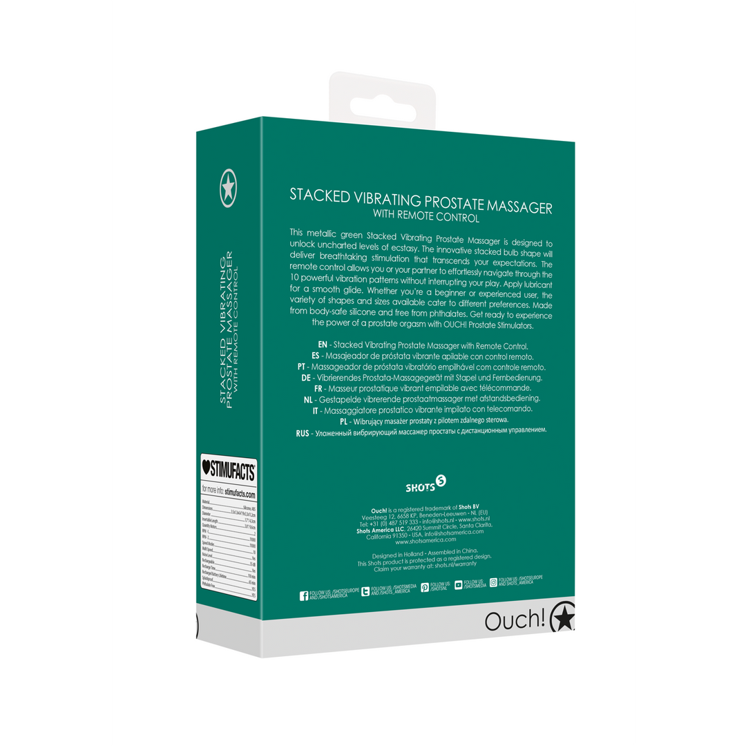 Gestapelter Vibrations-Prostatamassager mit Fernbedienung - Metallic Grün