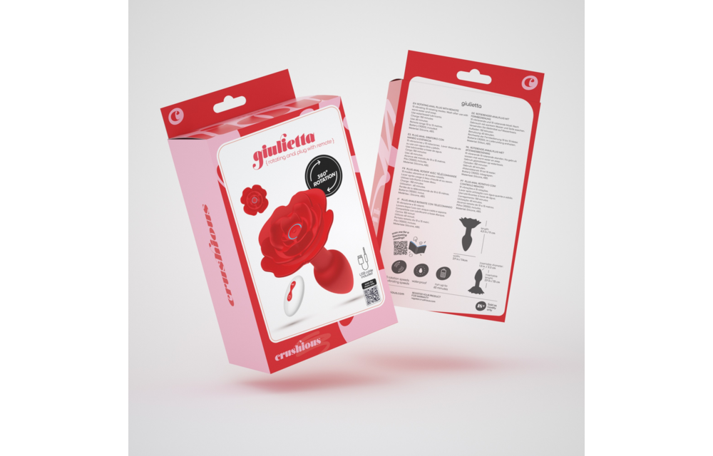Giulietta Draaibare Anale Rozenplug 7,7 cm Rood Met Afstandsbediening