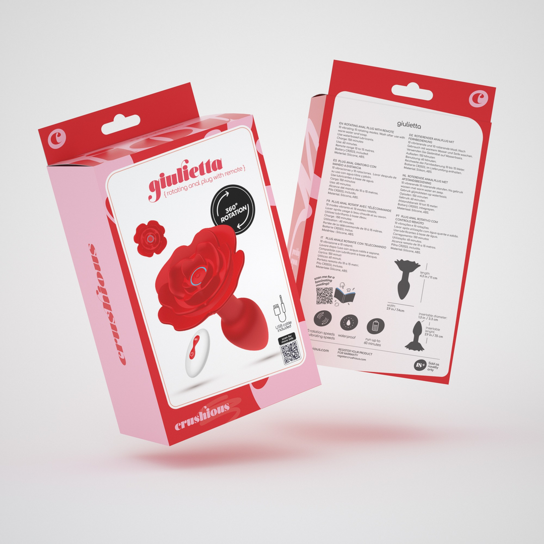 Giulietta Rotating Anal Rose Plug 7.7 cm Red With Remote Control