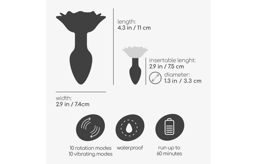 Giulietta - Rotating Anal Rose Plug with Remote Control - Red