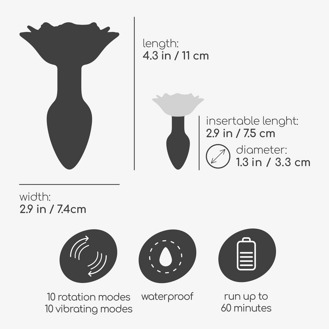 Giulietta - Rotating Anal Rose Plug with Remote Control - Red