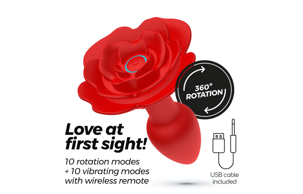 Giulietta Rotating Anal Rose Plug 7.7 cm Red With Remote Control