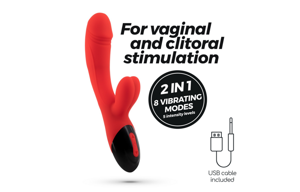 Dare Dong - Wiederaufladbarer Rabbit Vibrator - Rot