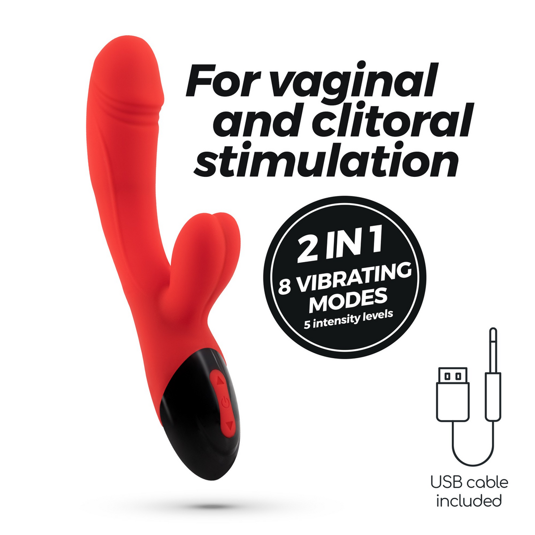 Dare Dong Roter Rabbit-Vibrator | 8 Vibrationen & USB-aufladbar