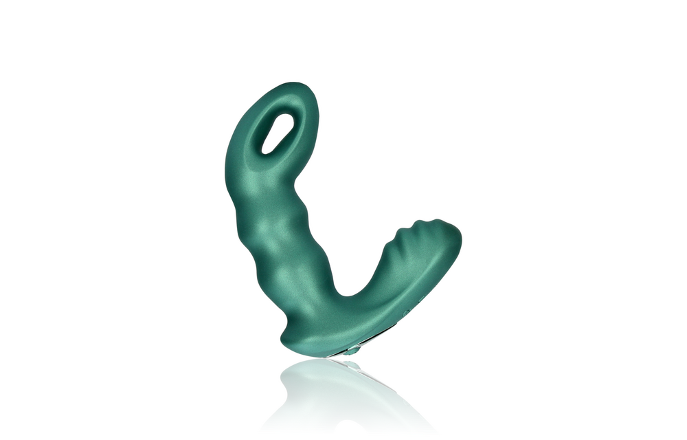Beaded Vibrating Prostate Massager with Remote Control - Metallic Green