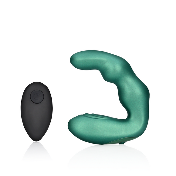 Curved Vibrating Prostate Massager Green with Remote Control