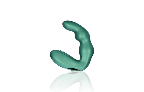 Bent Vibrating Prostate Massager with Remote Control - Metallic Green