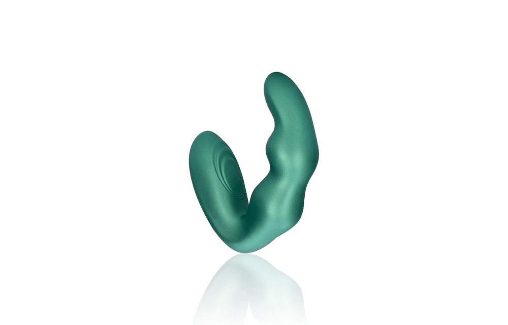 Gebogener vibrierender Prostatamassager grün mit Fernbedienung