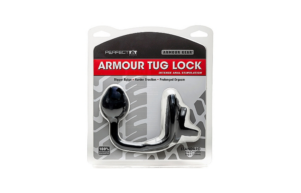 Armor Tug Lock - Cockring met Ball Strap en Butt Plug - Medium