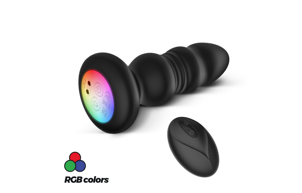 Australis - Vibrations- und Stoß-Analplug mit LED RGB und Fernbedienung - Schwarz