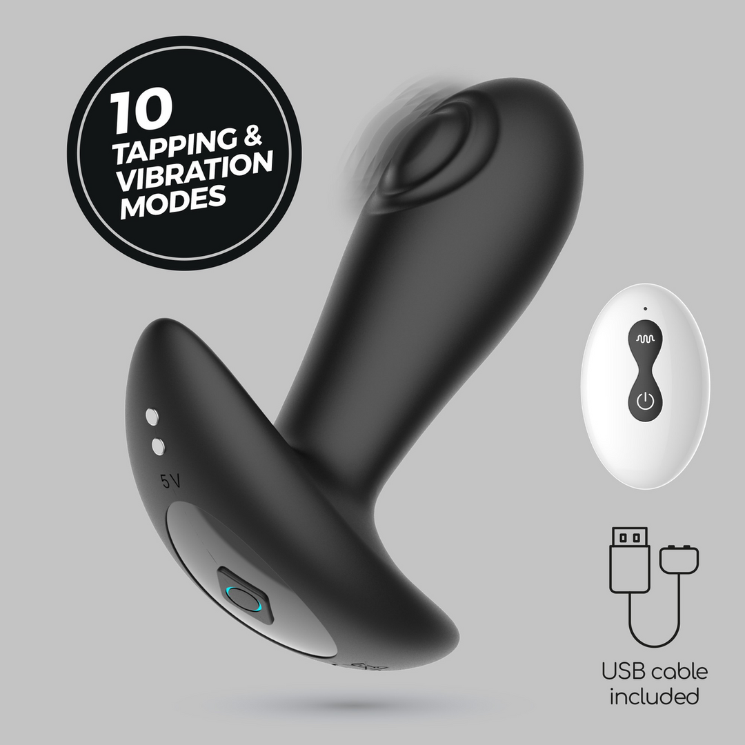 Octo Anal Plug 12 cm Black - Remote Control & USB