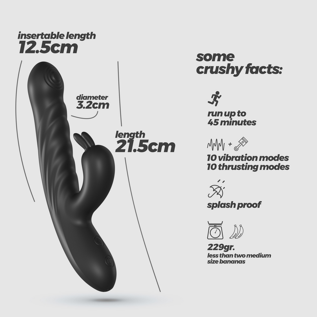 Lapin - Duwende Konijnen Vibrator - Zwart