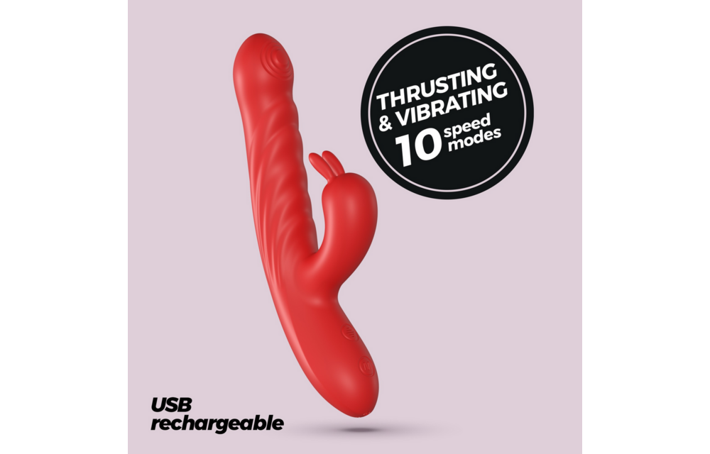 Lapin - Stoßender Rabbit Vibrator - Rot