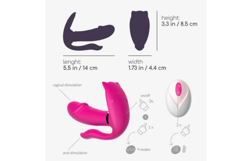 Fritz - Verwarmbare Draagbare Vibrator met Afstandsbediening - Roze