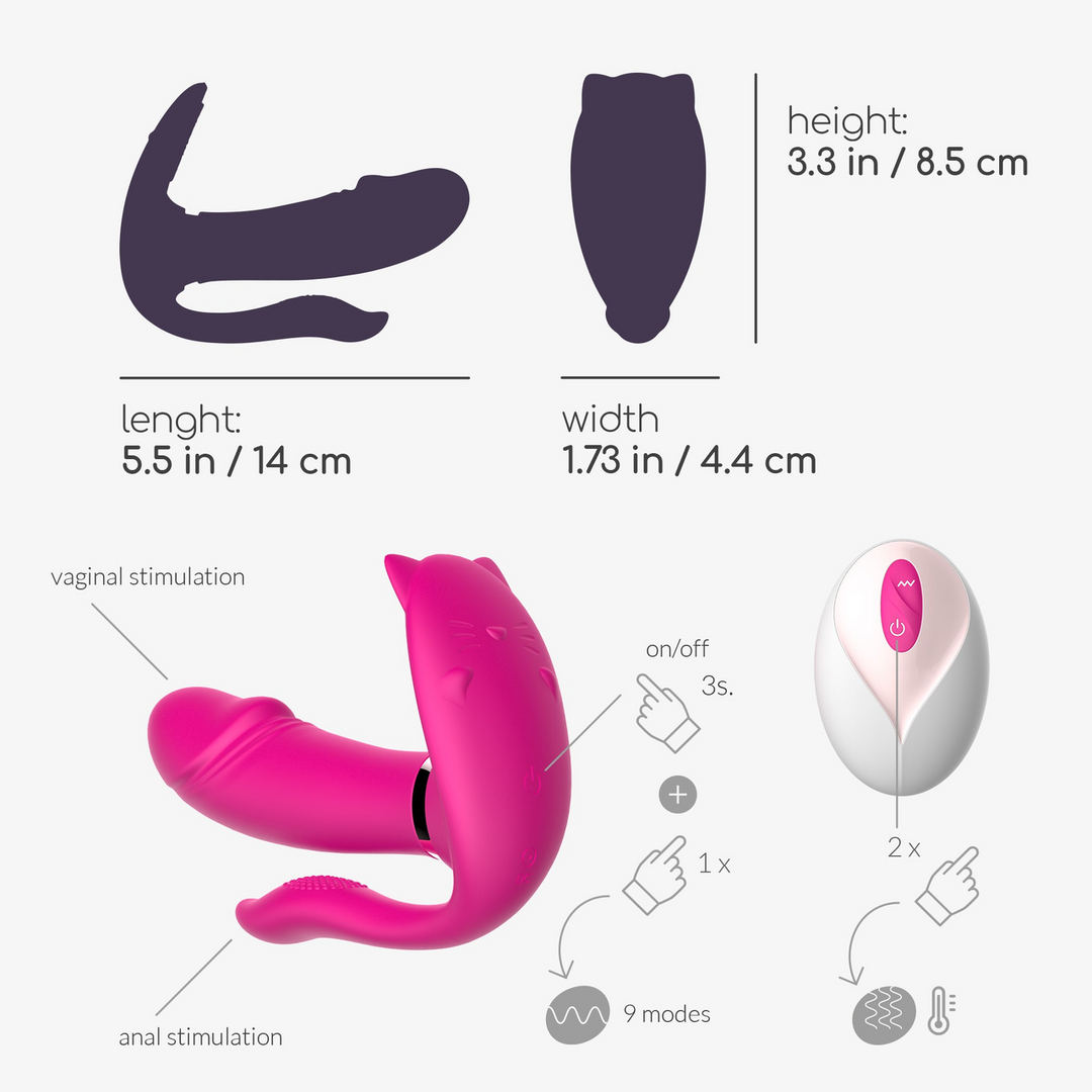 Fritz - Heating Wearable Vibrator with Remote Control - Rose
