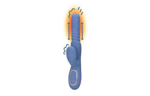 Warming Nova Rabbit Vibrator Blue - Rotating Beads