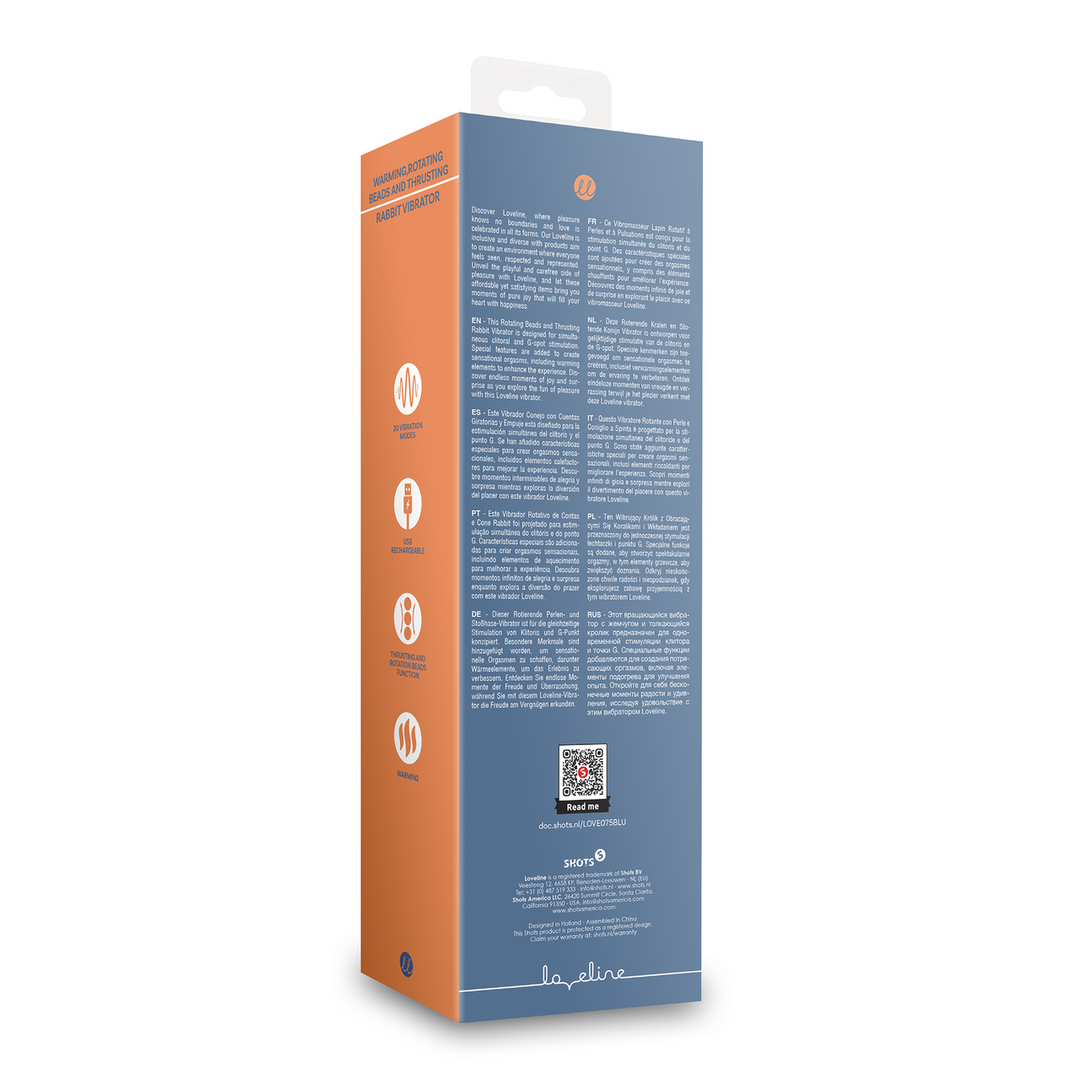 Warmende Nova Rabbit Vibrator Blauw - Roterende Kralen