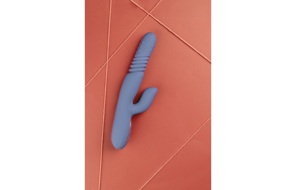 Warmende Nova Rabbit Vibrator Blauw - Roterende Kralen