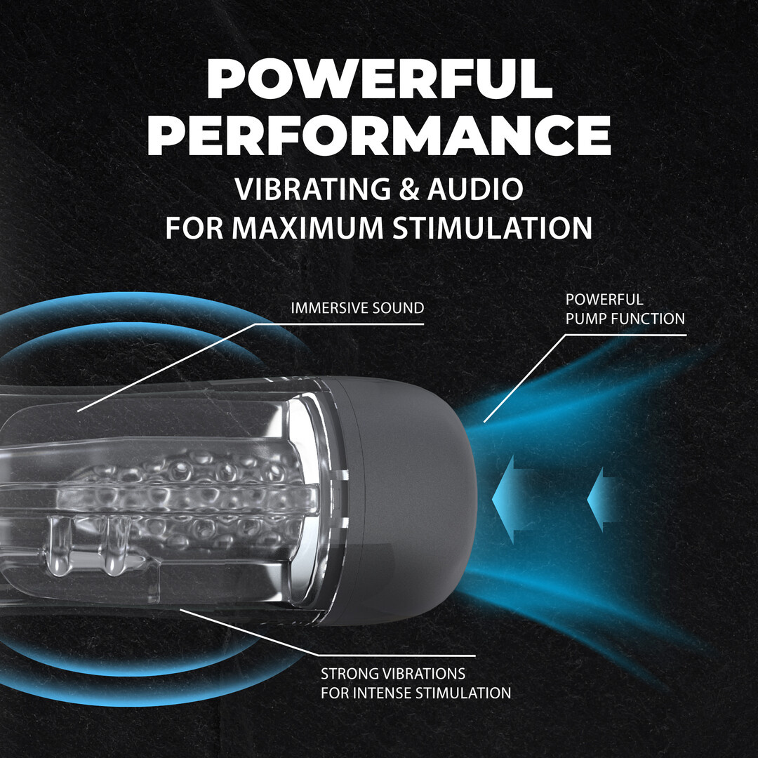 SonicPull - Suction and Vibration Masturbator Pump - Multimedia Enhanced - Gun Metal