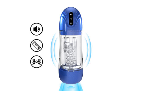 SonicPull - Suction and Vibration Masturbator Pump - Multimedia Enhanced - Metallic Blue