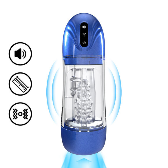 SonicPull - Suction and Vibration Masturbator Pump - Multimedia Enhanced - Metallic Blue