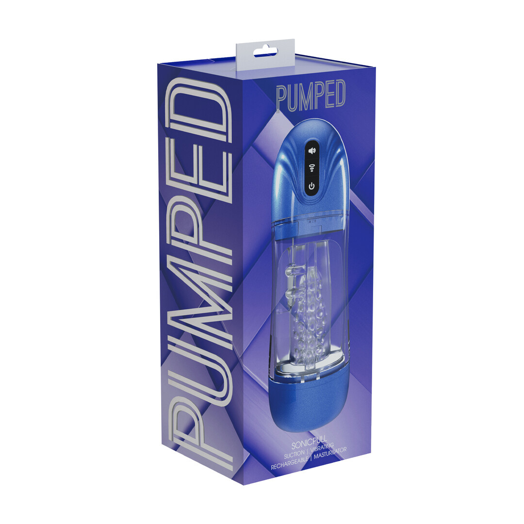 SonicPull Masturbator Pump – Suction & Vibration, Metallic Blue