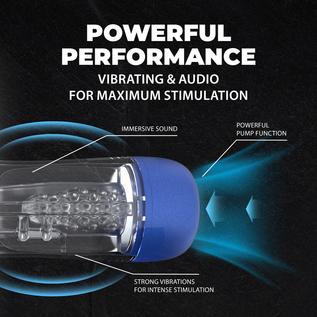 SonicPull - Saug- und Vibrationsmasturbatorpumpe - Multimedia verbessert - Metallic Blau