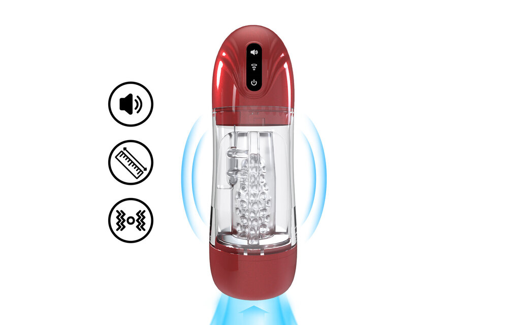 SonicPull Zuig- en Trillingsmasturbator Pomp – Metallic Rood