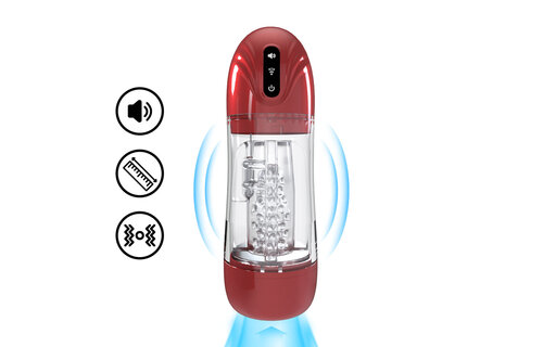 SonicPull Zuig- en Trillingsmasturbator Pomp – Metallic Rood