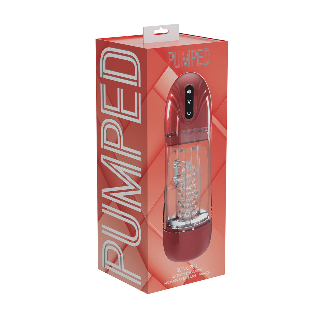 SonicPull - Saug- und Vibrationsmasturbatorpumpe - Multimedia verbessert - Metallic Rot