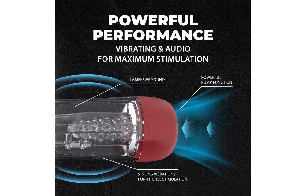 SonicPull - Suction and Vibration Masturbator Pump - Multimedia Enhanced - Metallic Red