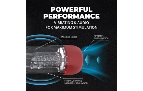 SonicPull - Suction and Vibration Masturbator Pump - Multimedia Enhanced - Metallic Red