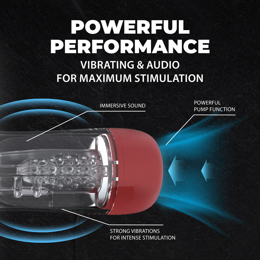 SonicPull Saug- und Vibrationsmasturbator-Pumpe – Metallic-Rot