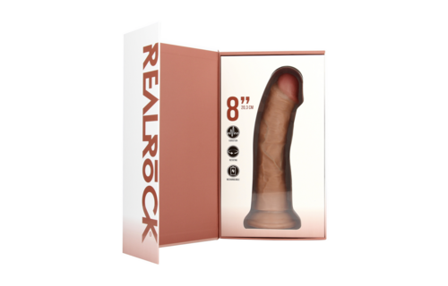 Vibrating and Rotating Regular Curved Cock - 8 / 20,5 cm - Tan