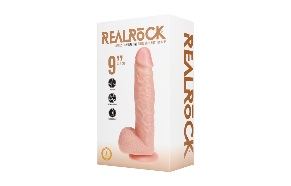 RealRock Vibrierender gerader Dildo 25 cm – Echt und kraftvoll