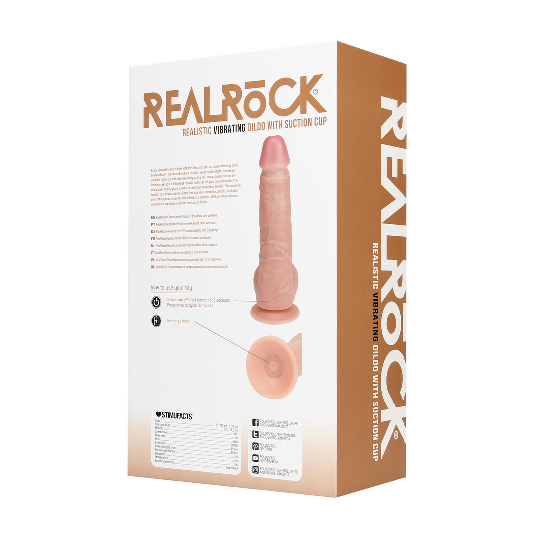 RealRock Vibrierender gerader Dildo 25 cm – Echt und kraftvoll