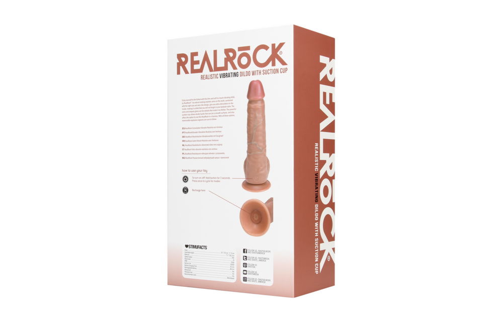 Vibrating Regular Straight Cock with Balls - 9 / 23 cm - Tan