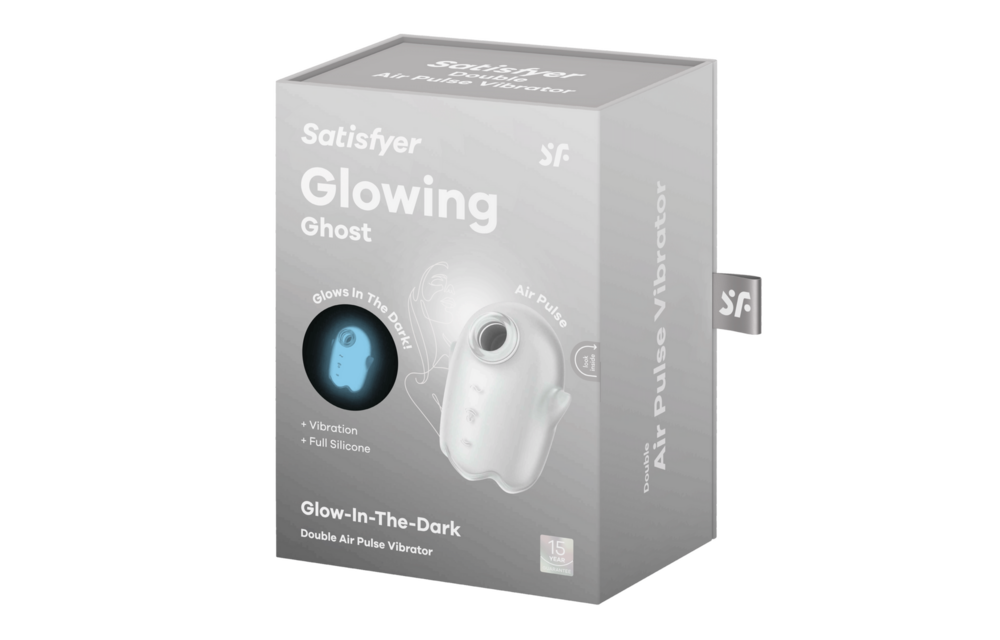 Glowing Ghost - Glow in the Dark - Double Air Pulse Vibrator - White