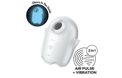 Leuchtender Geist - Leuchten im Dunkeln - Doppelter Luftimpuls-Vibrator - Weiß