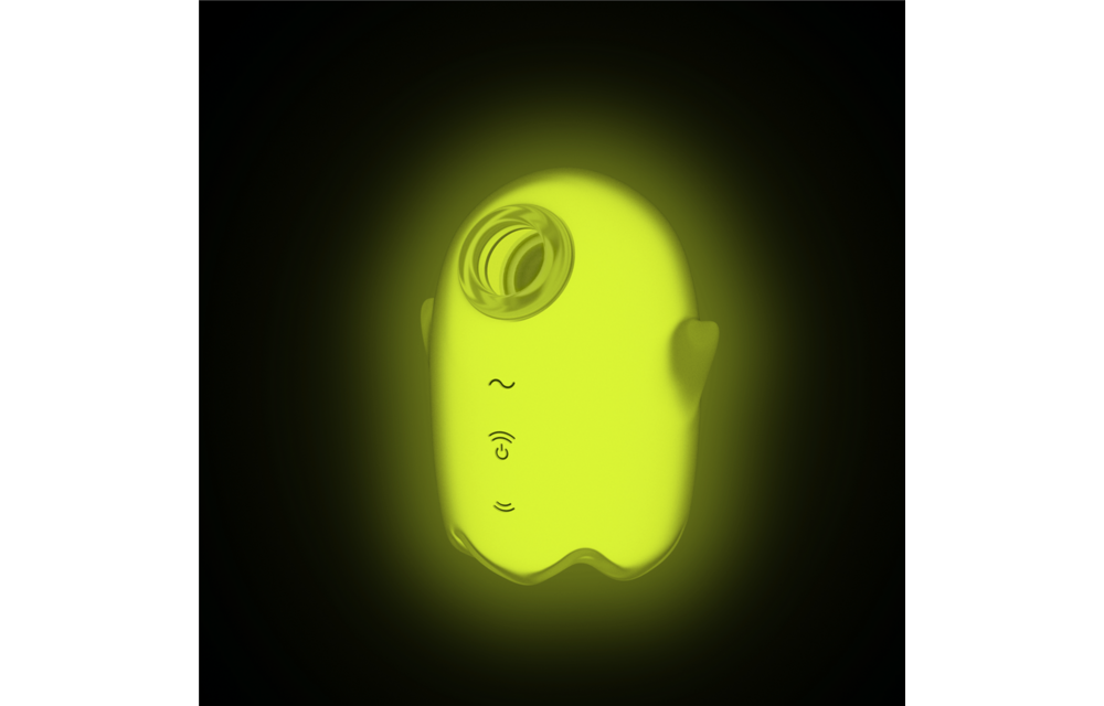 Glowing Ghost - Glow in the Dark - Double Air Pulse Vibrator - Yellow